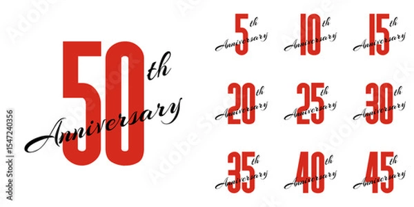 Obraz anniversary celebration label, jubilee card vector mockup, happy birthday sign, event invitation, social media congratulation post template