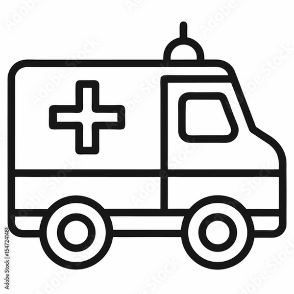 Fototapeta Ambulance outline icon on white background