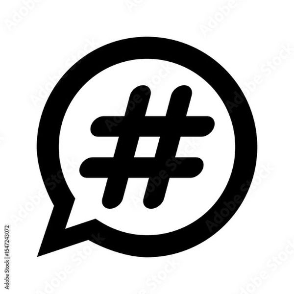 Obraz speech bubble with hashtag icon, viral social media post symbol, trend message notification sign