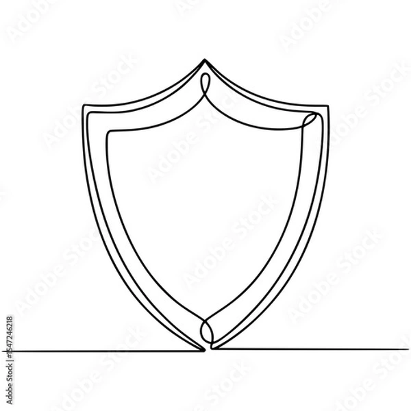Fototapeta Single continuous line art illustration of a shield