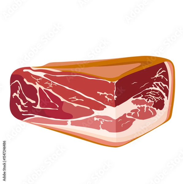 Obraz Spanish Jamon Ham Sliced Illustration Isolated on White Background