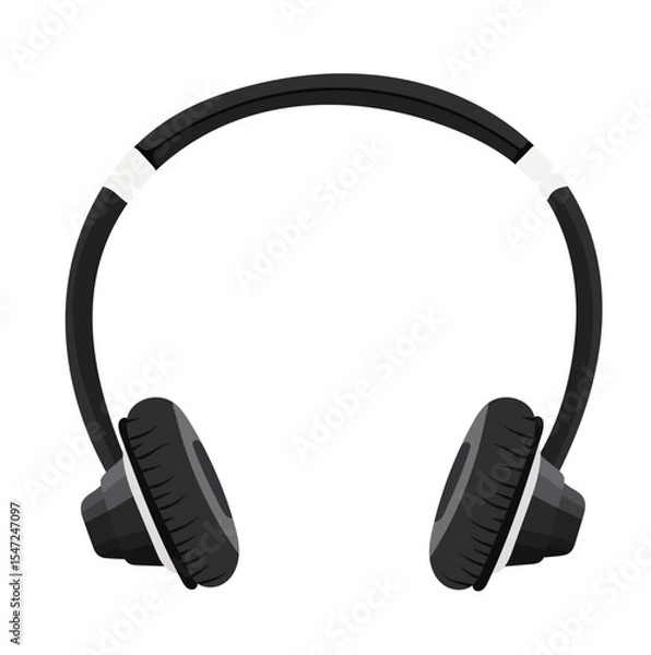 Obraz Black Headphone Device Illustration Isolated on White Background