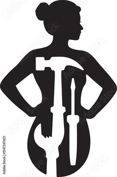 Obraz Woman with tool set vector illustration