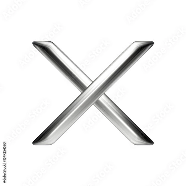 Fototapeta Minimal hamburger menu icon with metallic lines transforming smoothly into a bold X with gentle rotation animation isolated on white background