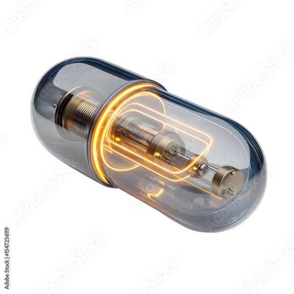 Fototapeta Slider toggle styled as a floating capsule with glowing inner track and soft mechanical movement isolated on white background