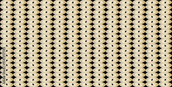 Fototapeta The repetition of geometric curved planes in golden brown creates a dynamic yet elegant impression against a black background.