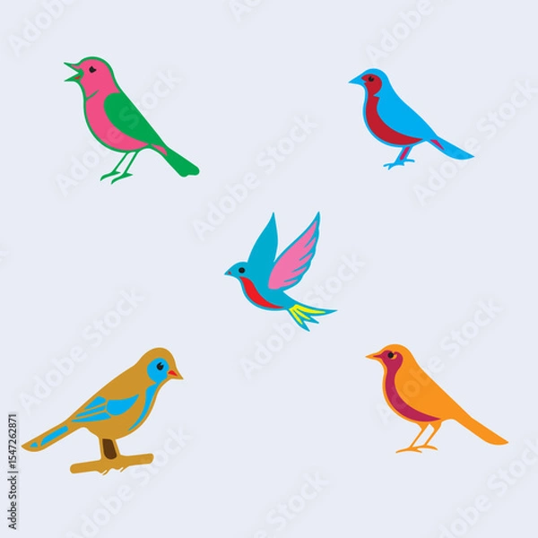 Fototapeta  Colorful Birds Vector Set 