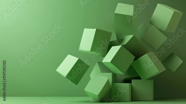 Fototapeta 3D Geometric form with green background