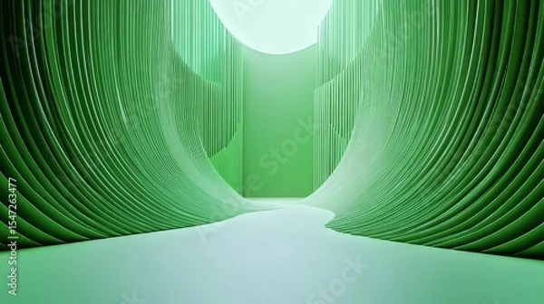 Fototapeta 3D Geometric form with green background