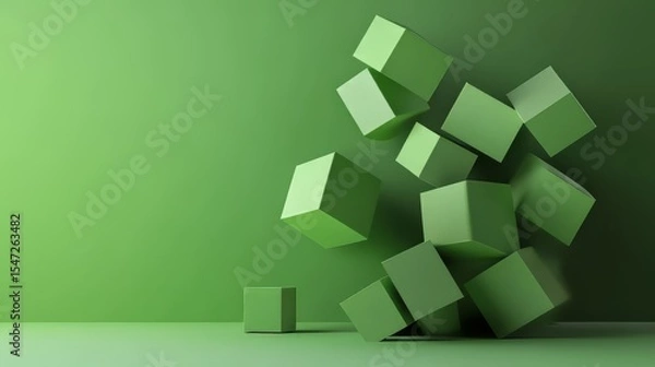 Fototapeta 3D Geometric form with green background