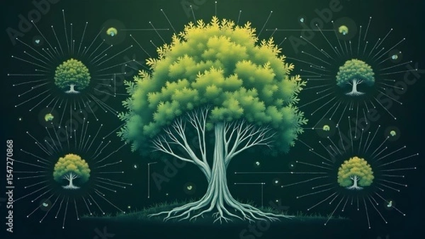 Obraz a magical green tree in a forest 