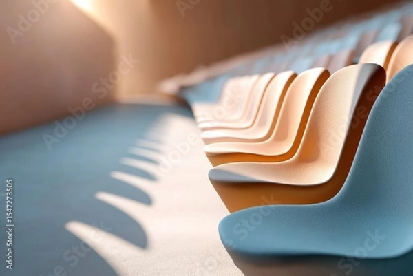 Obraz Modern curved seating in sunlit auditorium