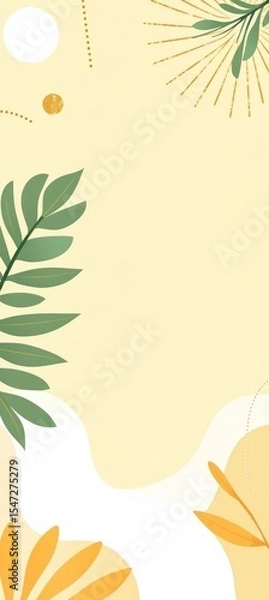Fototapeta Abstract vector background with organic shapes and tropical elements