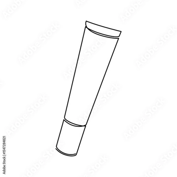 Obraz Hand drawn cream container vector. One line continuous drawing. Minimal fashion print, linear silhouette icon. Cosmetics skin care product, balm, lotion, abstract doodle illustration.