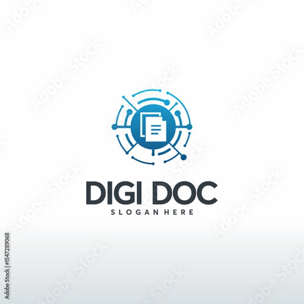 Fototapeta Digital Document logo designs concept vector, Pixel Document logo template, technology Data Icon logo