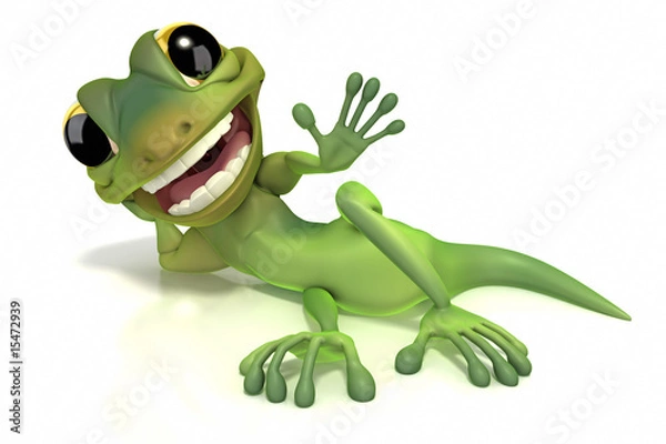 Obraz Gecko waving laying down