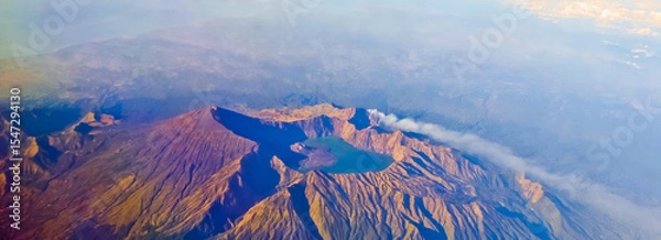 Fototapeta view from the sky of the volcano