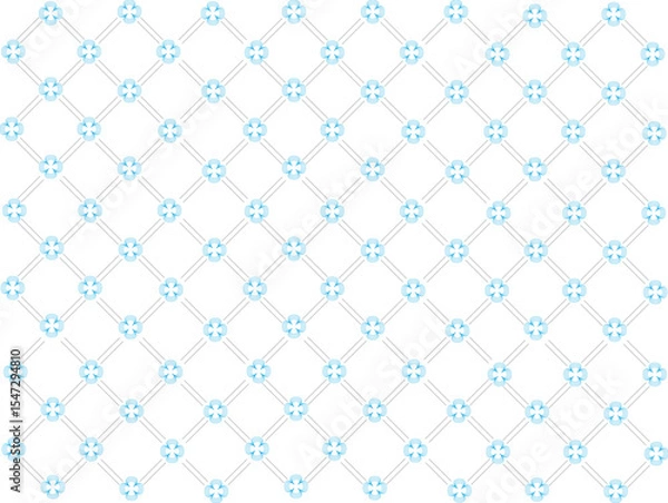 Fototapeta A seamless, repeating pattern featuring intricate light blue floral designs within a grid of light gray lines on a white background.