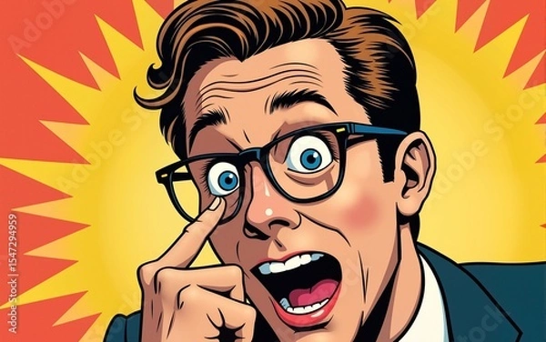 Obraz OMG Surprised emotional pop art retro business man. High quality