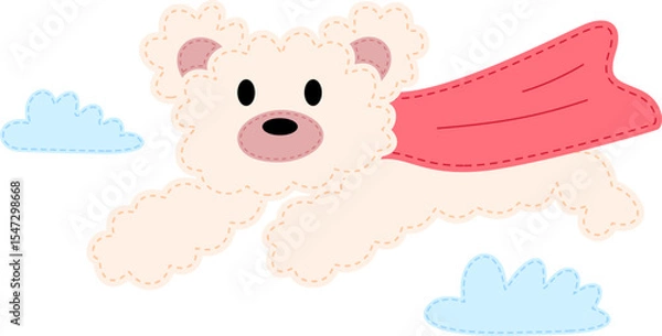 Obraz Cute teddy bear with red cape. Trendy urban style, vector illustration.