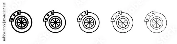 Obraz Car brake disk with caliper icon flat illustration set logo