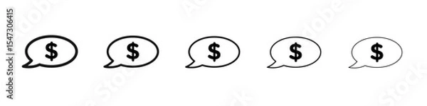 Obraz Comment dollar icon flat illustration set logo