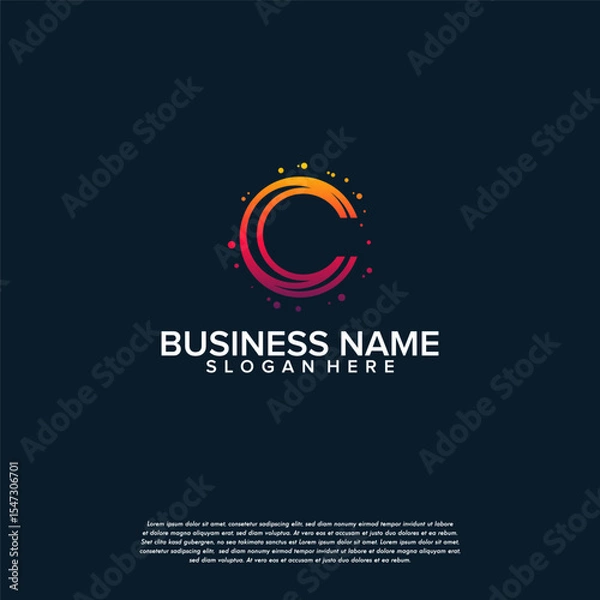 Fototapeta Modern C initial technology logo template, C letter logo symbol, Logo symbol icon