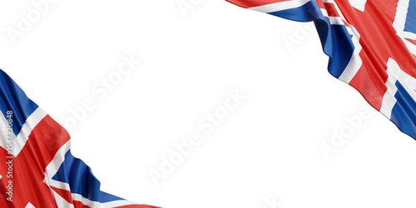 Fototapeta United kingdom or england flag on white background with copy space 3D render