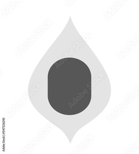 Fototapeta Minimalist Gray Teardrop Shape with Dark Oval Interior