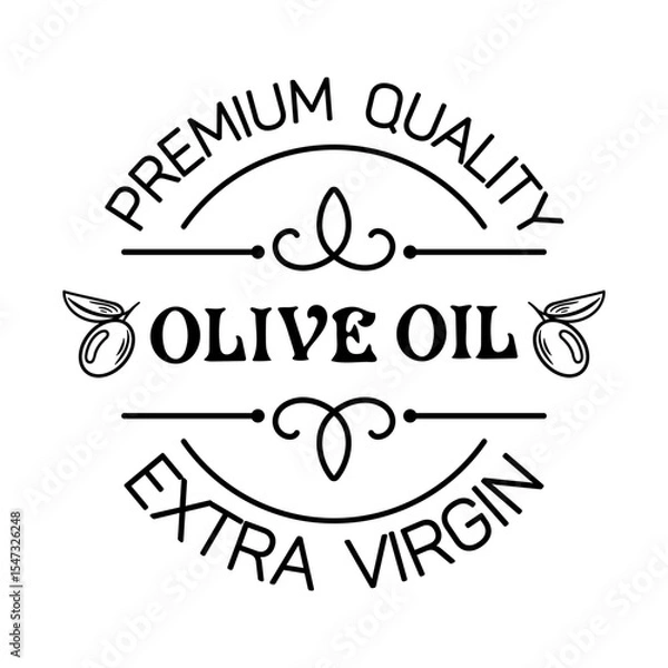 Obraz illustration showcases an olive oil label featuring a vibrant depiction of olives. The design highlights freshness and quality, reflecting Mediterranean heritage and the essence of gourmet cuisine.