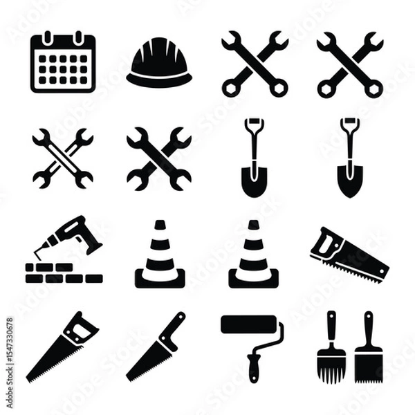 Obraz Labour Day Elements Set of Labor Day icon silhouette