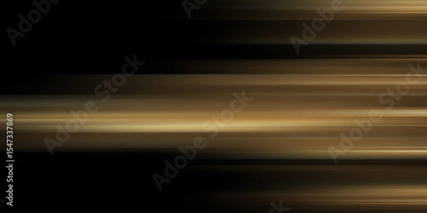 Fototapeta Bright golden horizontal light streaks over a dark black background