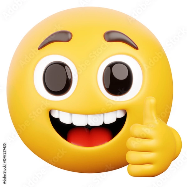 Obraz 3D Render of Emoji with Thumbs Up