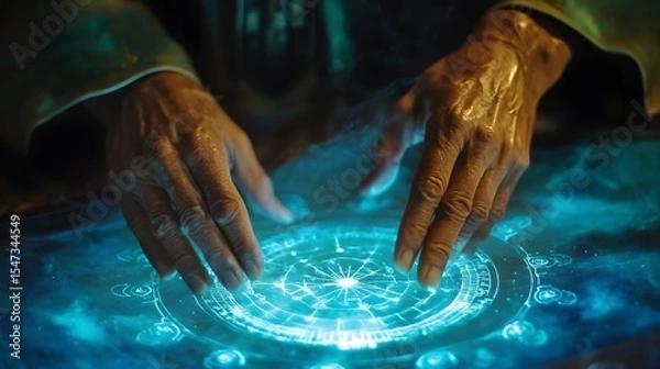 Fototapeta Person with hands on natal chart