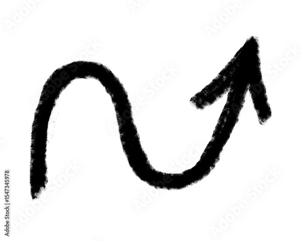 Obraz Hand drawn arrow vector icon. Arrow simple grunge design emphasis twist zigzag line, curve wave.