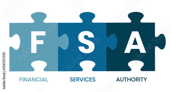 Obraz FSA - Financial Services Authority acronym, business concept. Vector infographic illustration for presentations, sites, reports, banners