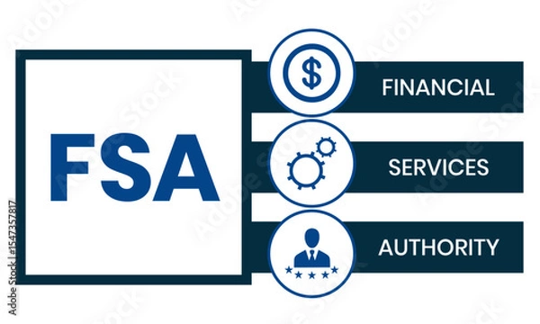 Obraz FSA - Financial Services Authority acronym, business concept. Vector infographic illustration for presentations, sites, reports, banners