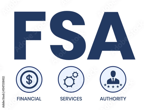 Obraz FSA - Financial Services Authority acronym, business concept. Vector infographic illustration for presentations, sites, reports, banners