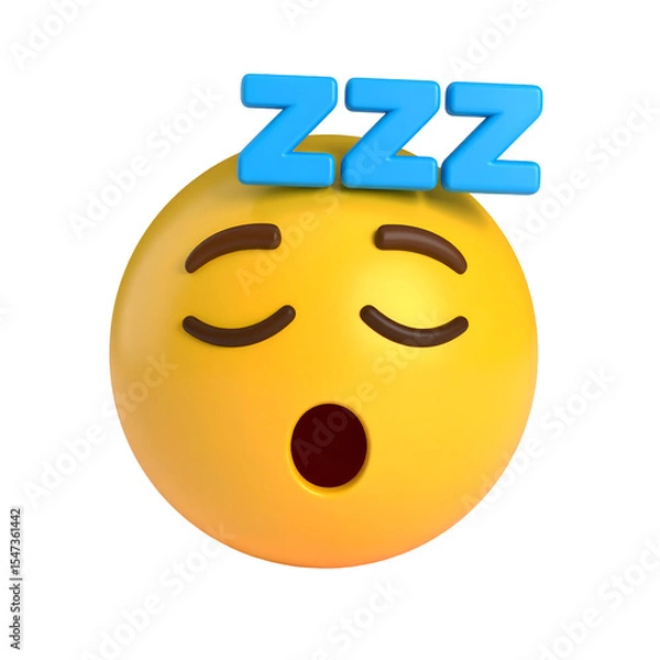 Fototapeta Sleepy Emoji: The quintessential sleepy emoji, with closed eyes and the iconic "Zzz" above, represents rest, exhaustion, or simply a good night's sleep.