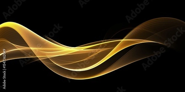 Fototapeta Glowing golden magic light effect. Graphics of neon lines motion. Abstract light lines of movement and speed.