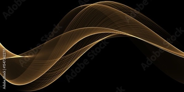 Fototapeta Glowing golden magic light effect. Graphics of neon lines motion. Abstract light lines of movement and speed.