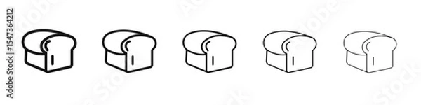 Obraz White bread icon flat illustration set logo