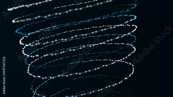 Obraz Digital binary data tunnel. Abstract connection of dots and lines on dark background. Concept of network. 3D