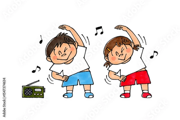 Obraz ラジオ体操する子供