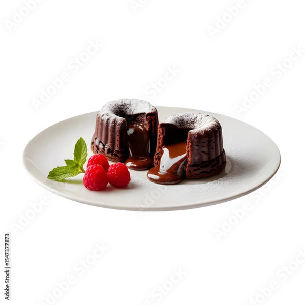 Obraz Dessert on transparent background, chocolate cake with strawberry, dessert png