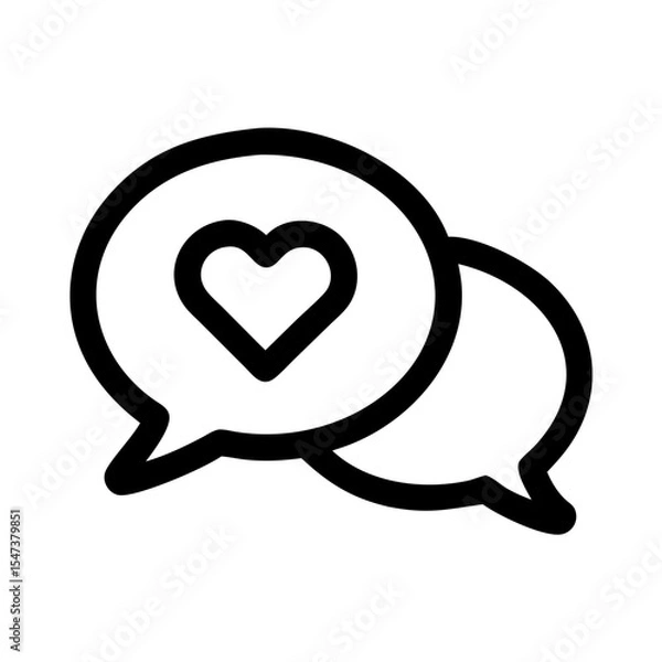 Obraz 20 chat bubble with heart icon silhouettes, vector set