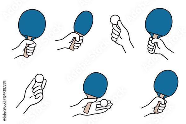 Fototapeta Ping pong. Hand holding racket for table tennis with ball. Vector illustration