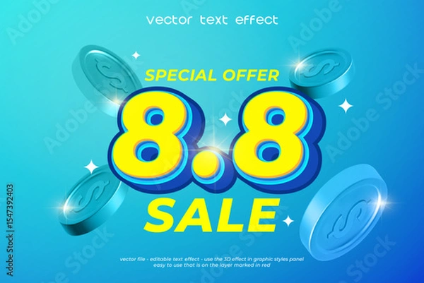 Fototapeta 8.8 vector season sale editable text effect template
