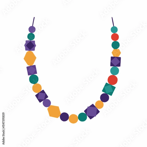 Obraz Colorful wooden bead garland necklace in playful geometric design  