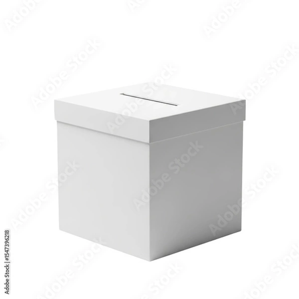 Fototapeta A clean, white ballot box with a slot on top, ideal for elections, raffles, suggestions, or collecting donations.